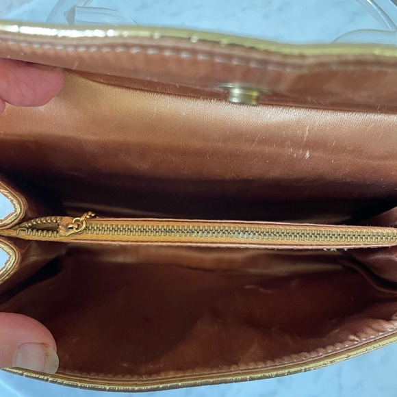 Midcentury Gold Croc Embossed and Lucite Handbag - Picture 7 of 7